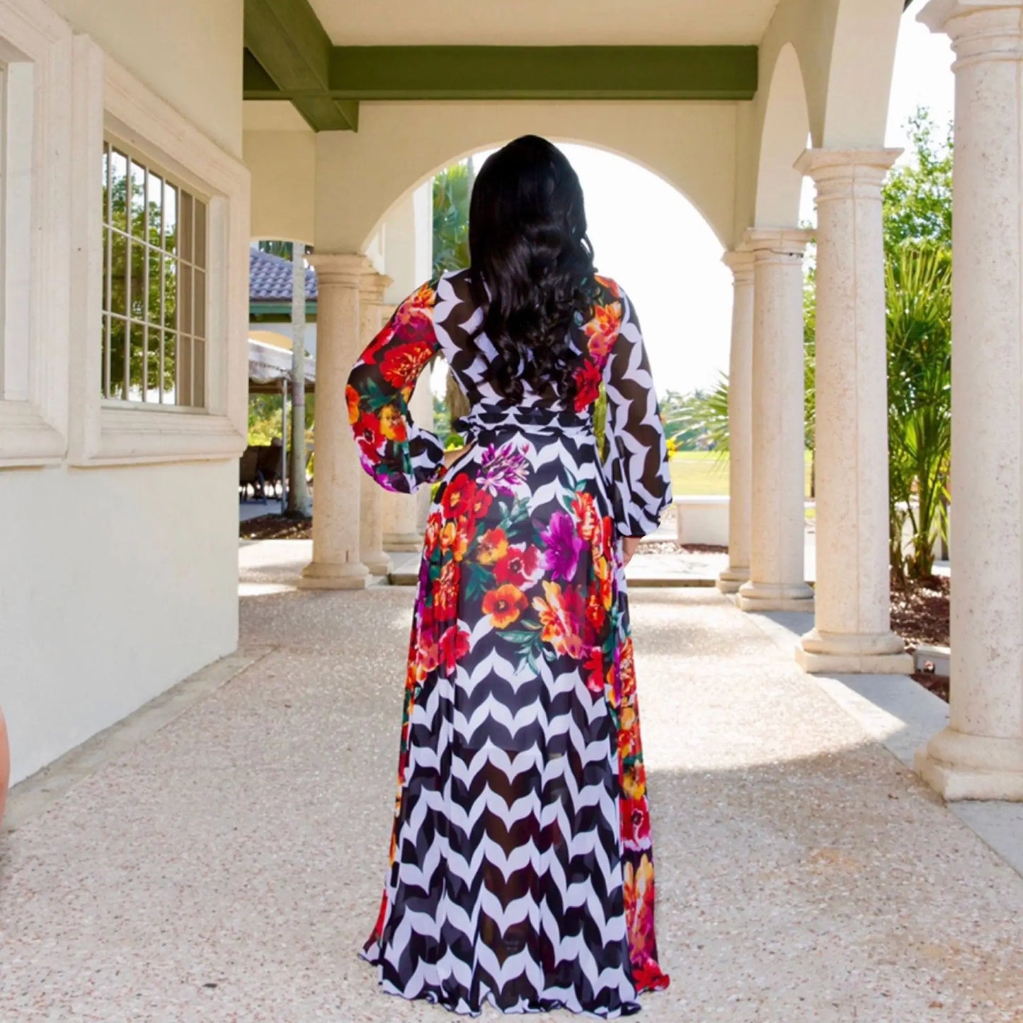 Women's Printed Wrap Maxi Dress