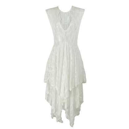 Enchanted Lace Handkerchief-Hem Dress
