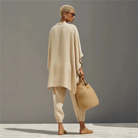 Dynamic Silhouette Linen-Blend Matching Set