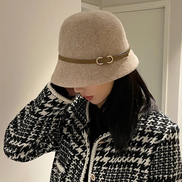 Chic Wool Buckle Cap