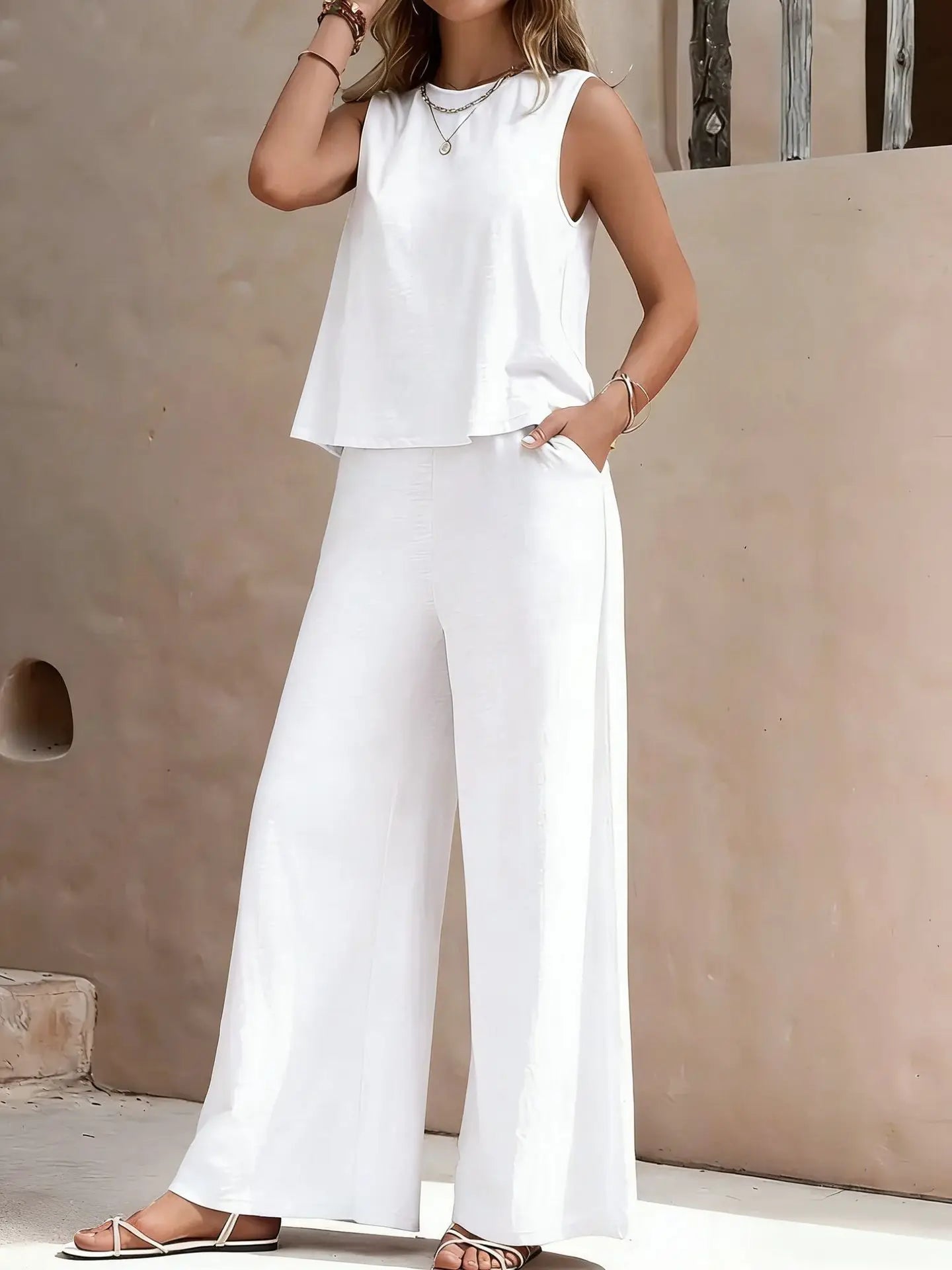 Serene Breeze Wide-Leg Two-Piece Set