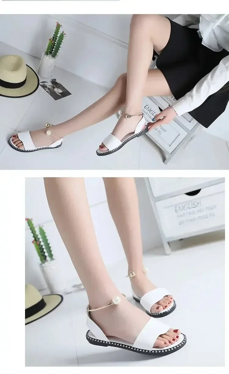 Pearly Bead Slingback Sandals