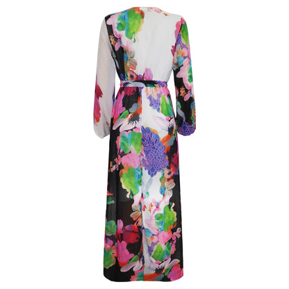 Women's Printed Wrap Maxi Dress