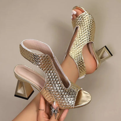 Elegant Fretwork High Heel Sandals