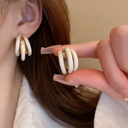 Trendy Enamel Statement Hoop Earrings