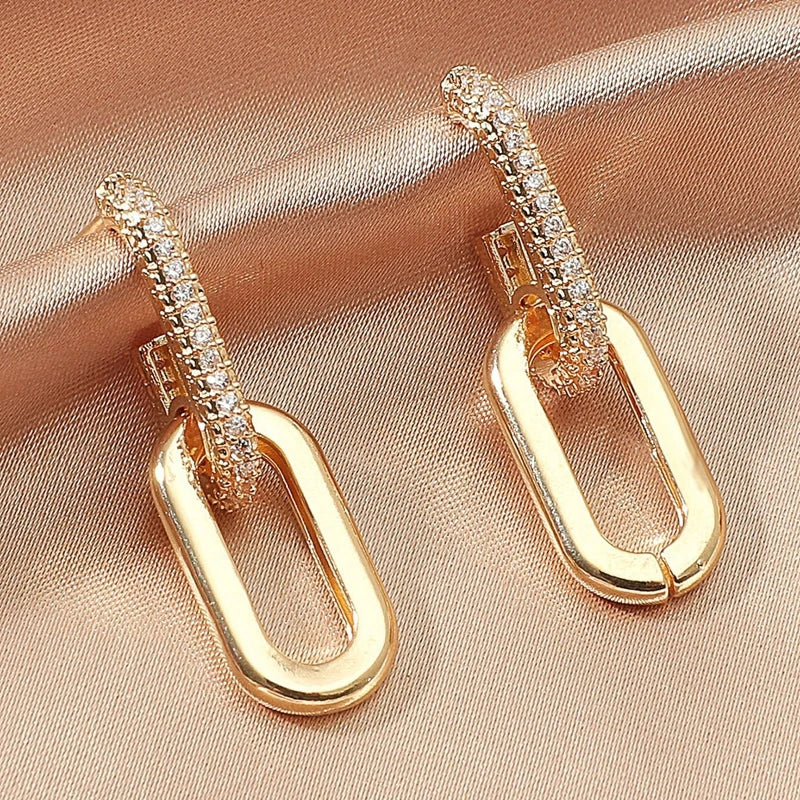 Luminous Spark - Rectangle Zircon Earrings