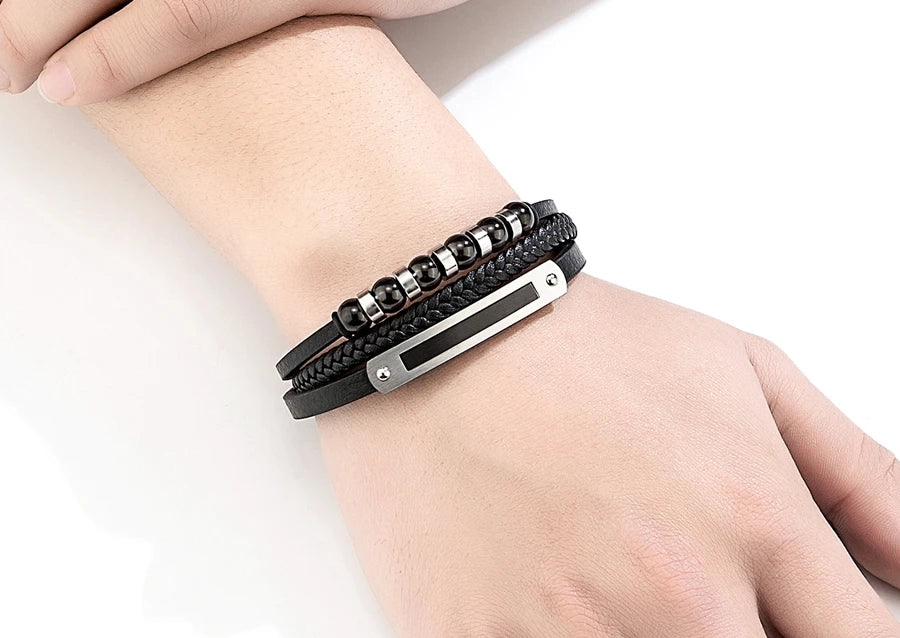 Braided Leather Statement Bracelet