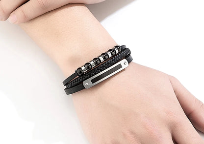 Braided Leather Statement Bracelet