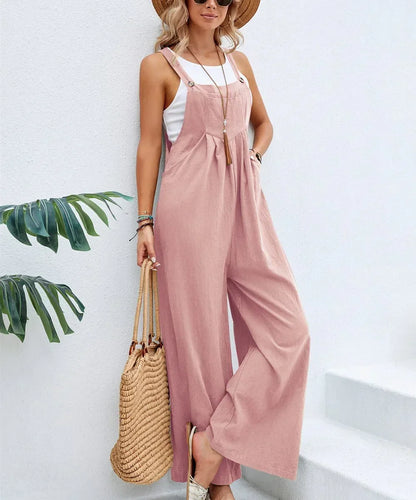 Wide Leg Loose Suspender Jumpsuit
