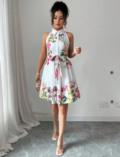 Floral Halter Neck Summer Dress
