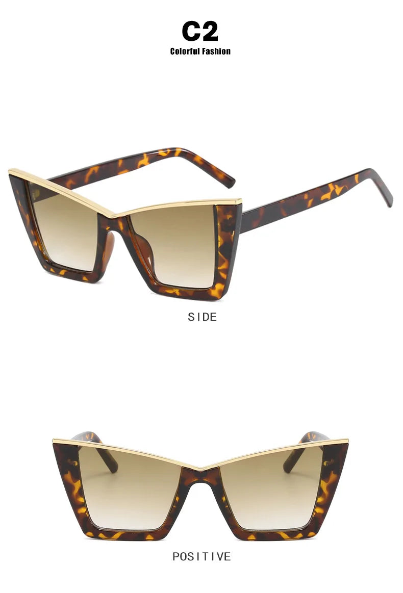 Oversized Bar Cat Eye Sunglasses
