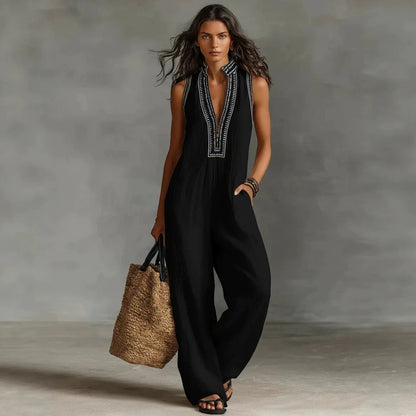 Effortless Elegance Deep V-Neck Jumpsuit