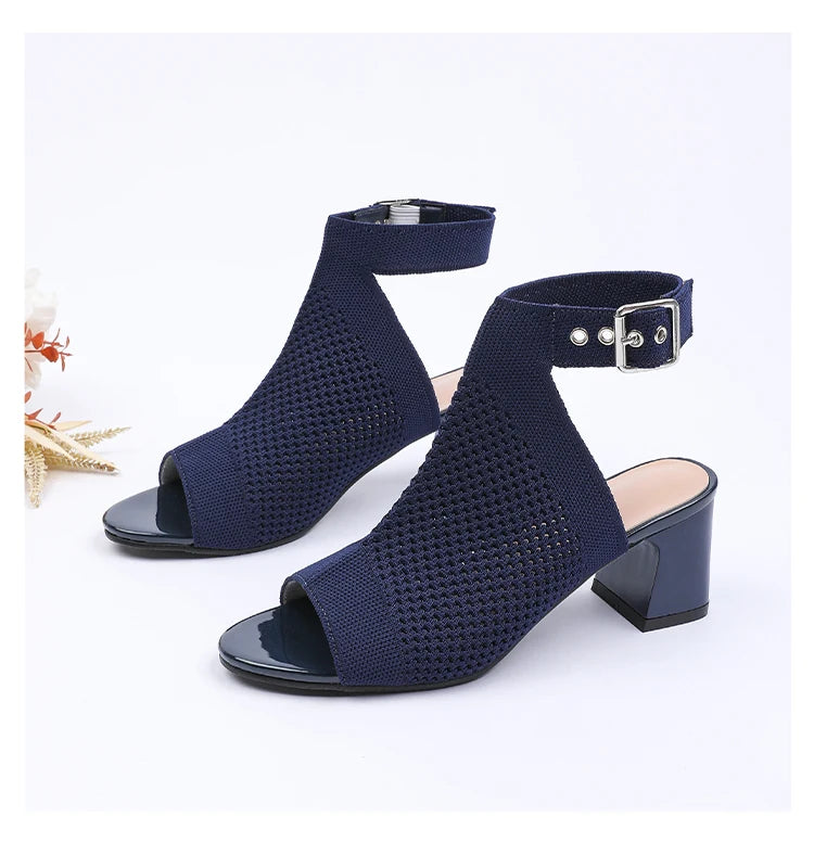 Chic Knit Peep Toe Sandals