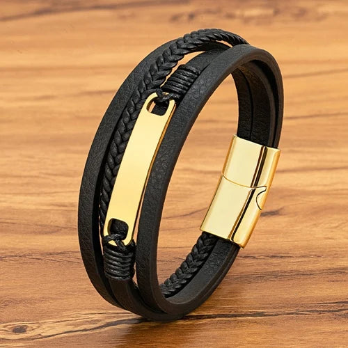 Braided Leather Statement Bracelet