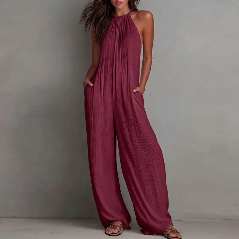 Halter Neck Wide Leg Jumpsuit