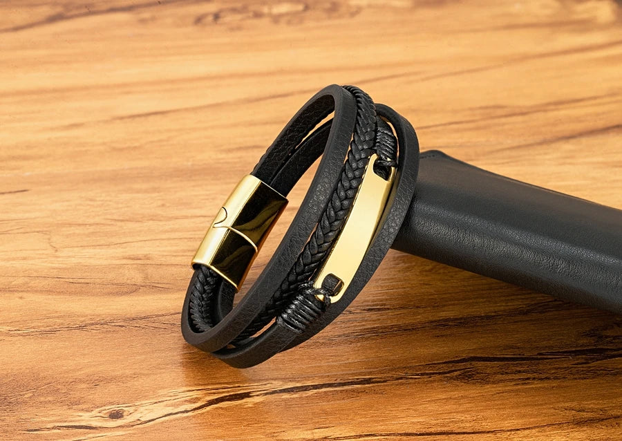 Braided Leather Statement Bracelet