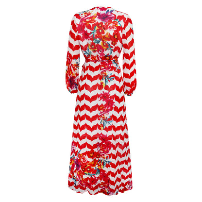 Women's Printed Wrap Maxi Dress