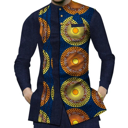 Casual 100% Cotton Mens African  Print Shirt