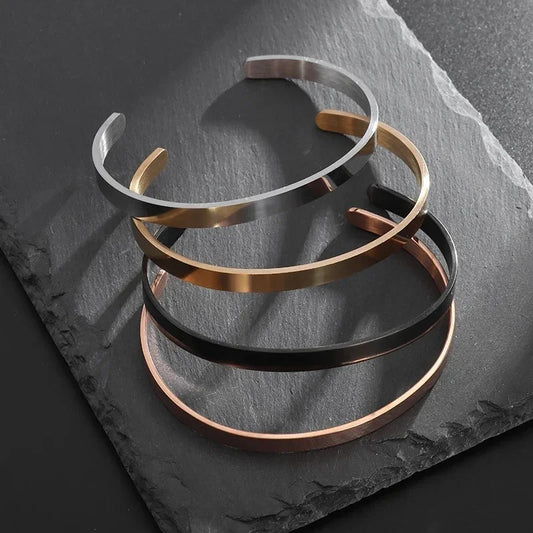Polished Steel Open Cuff Bangle