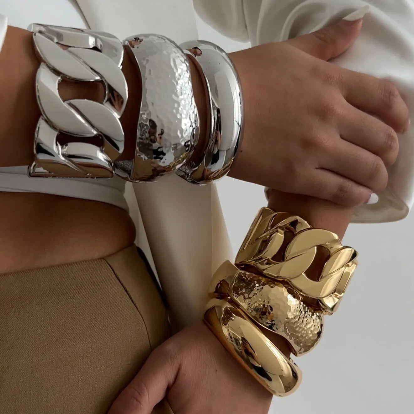 Bold Metal Statement Cuff Bracelet