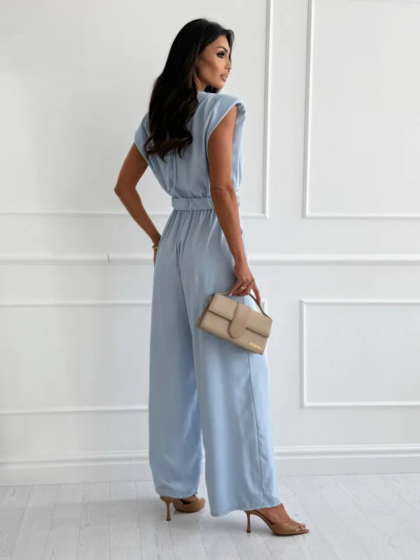 Sophia Elegant Wide Leg Jumpsuit with Belt