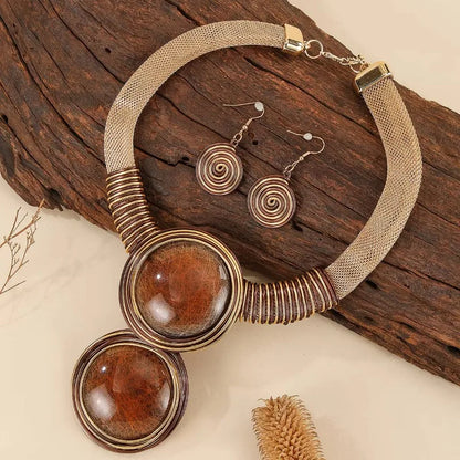Bold Resin Wire-Woven Statement Necklace Set
