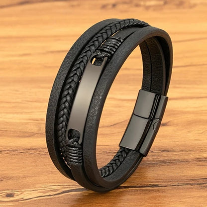 Braided Leather Statement Bracelet