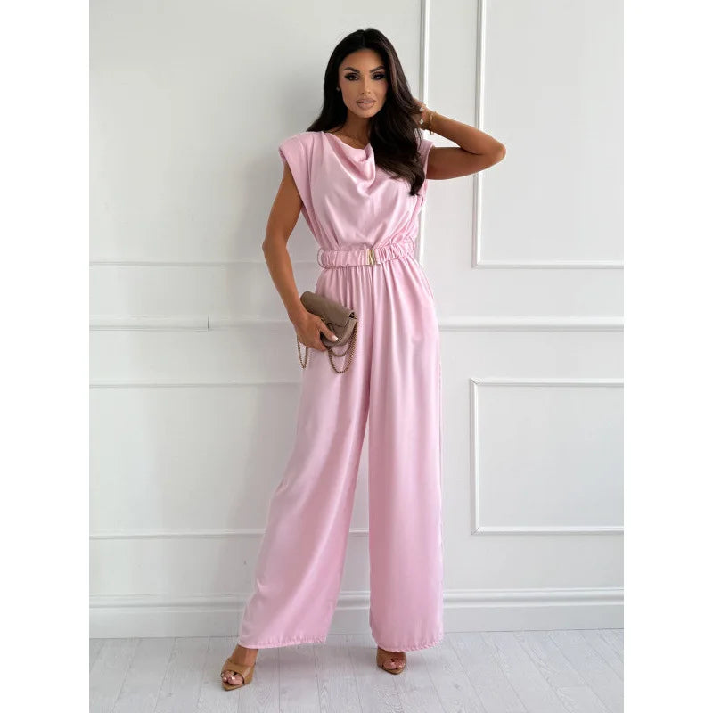 Sophia Elegant Wide Leg Jumpsuit with Belt