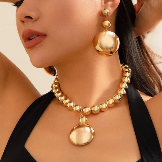Chunky Ball Chain Necklace & Earring Set