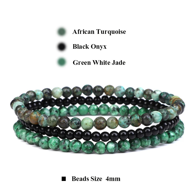 3Pcs Stacked Natural Stone Bracelet Set