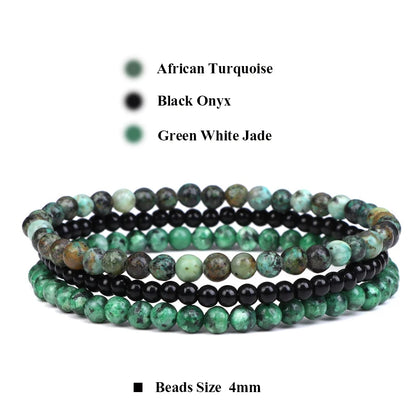 3Pcs Stacked Natural Stone Bracelet Set
