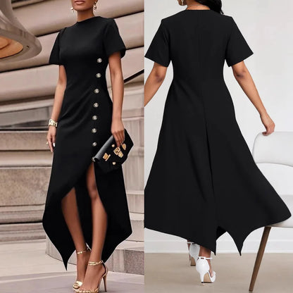 Elegant Asymmetric Split Hem Dress