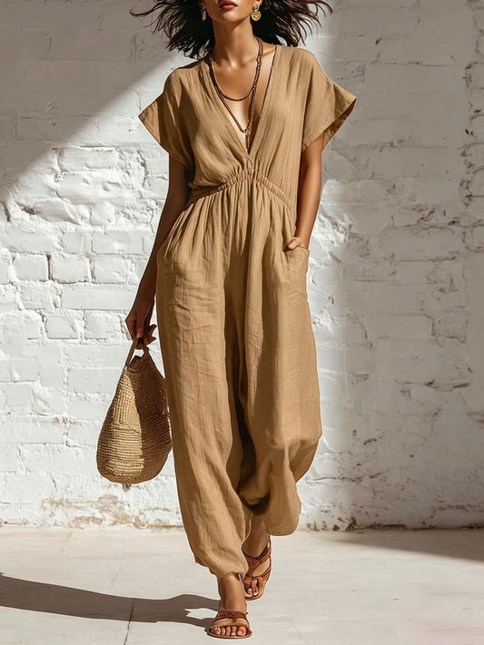 Marrakech Breeze V-Neck Harem Jumpsuit