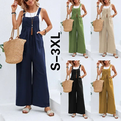 Wide Leg Loose Suspender Jumpsuit