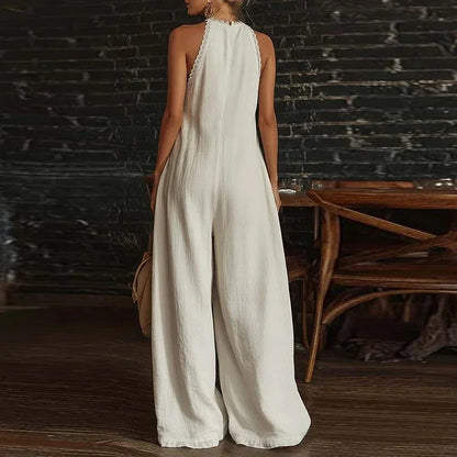Halter Backless Wide-Leg Boho Jumpsuit