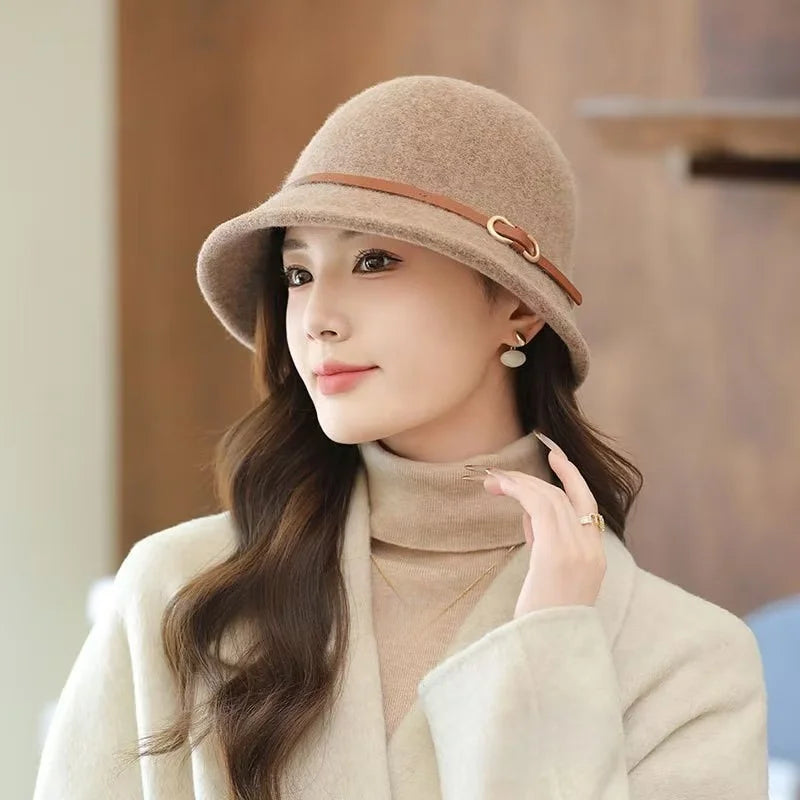 Chic Wool Buckle Cap