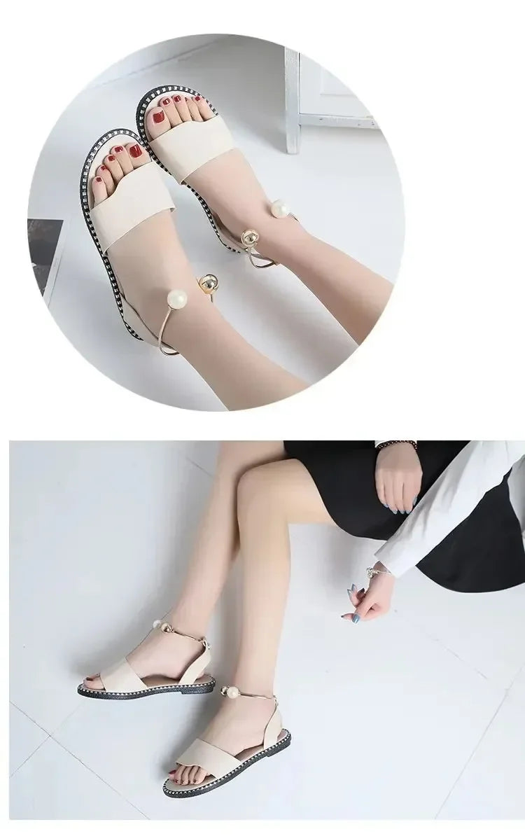 Pearly Bead Slingback Sandals