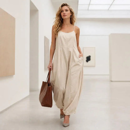 Elegant Spaghetti Strap Wide Leg Jumpsuit