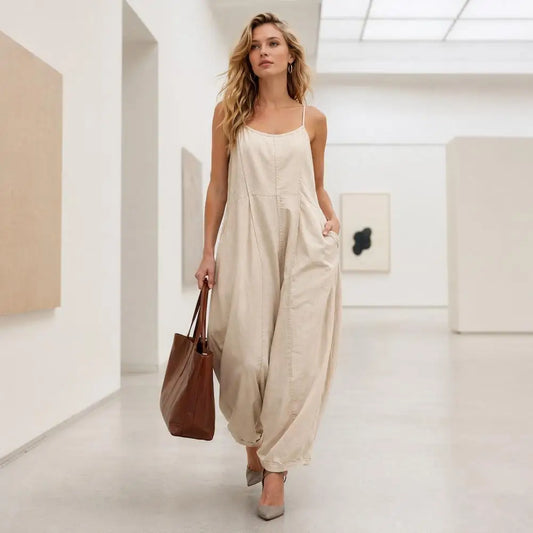 Elegant Spaghetti Strap Wide Leg Jumpsuit