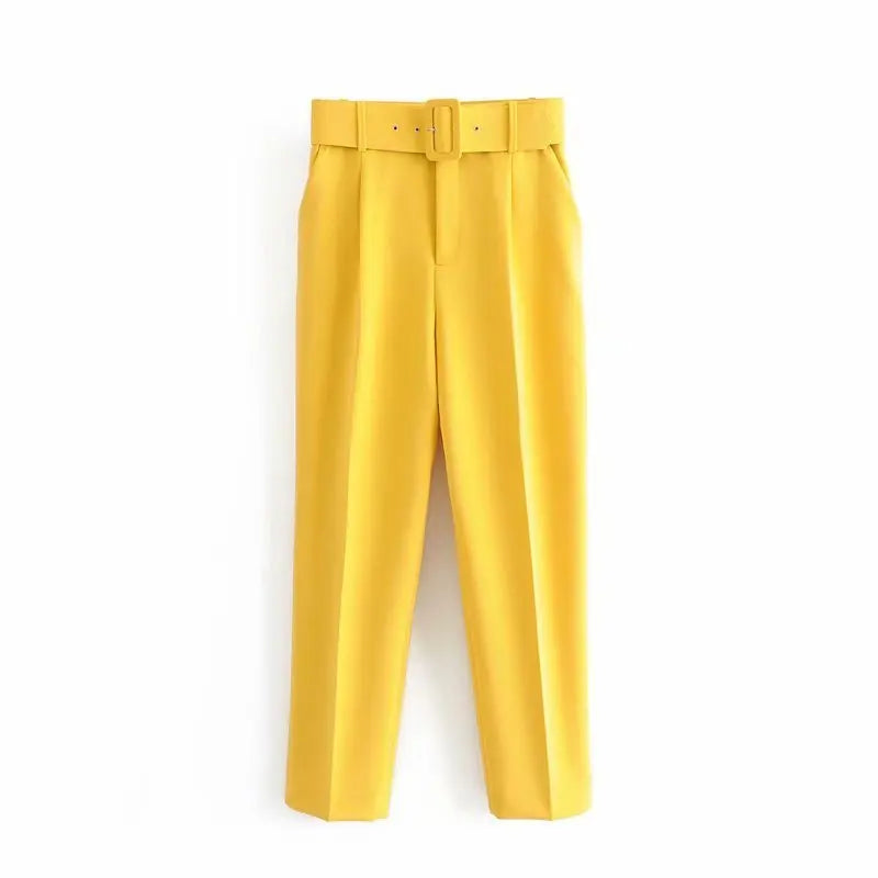 High Waisted Workwear Belted Pants