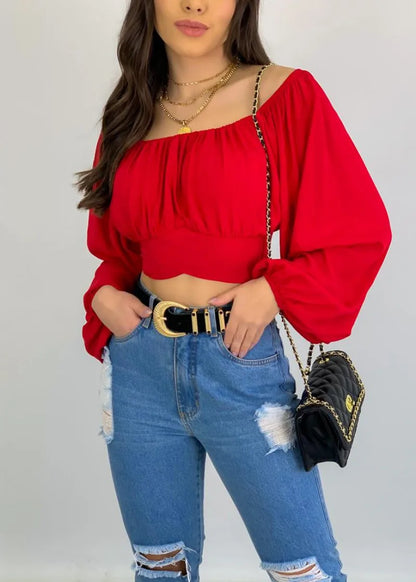 Women's Navel-Cut Puff Sleeve Top