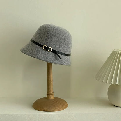Chic Wool Buckle Cap