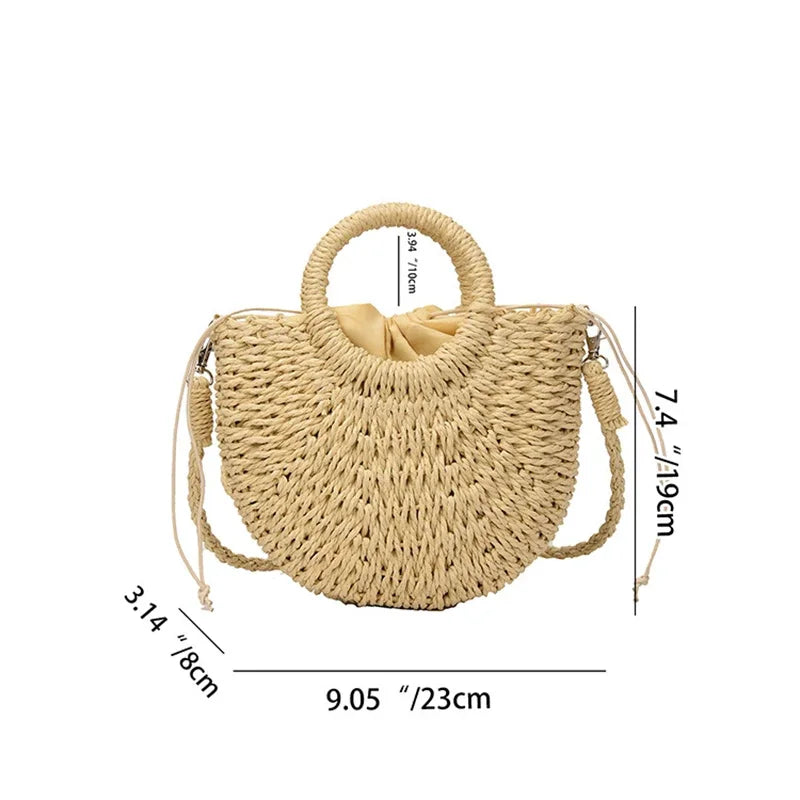 Trendy Handwoven Straw Half-Moon Bag