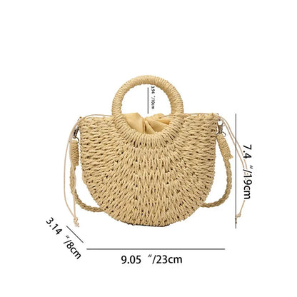 Trendy Handwoven Straw Half-Moon Bag