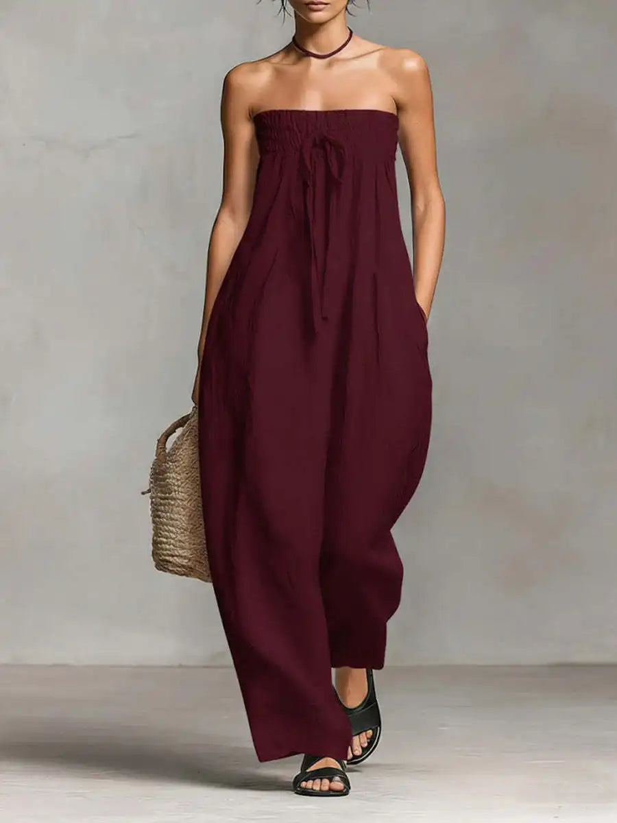 Strapless Wide Leg Summer Jumpsuit