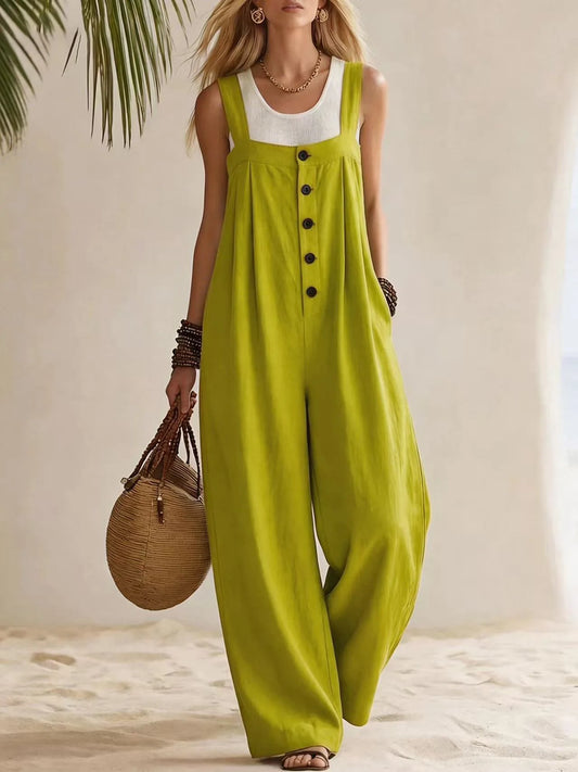 Sundrift Wide-Leg Button Overalls