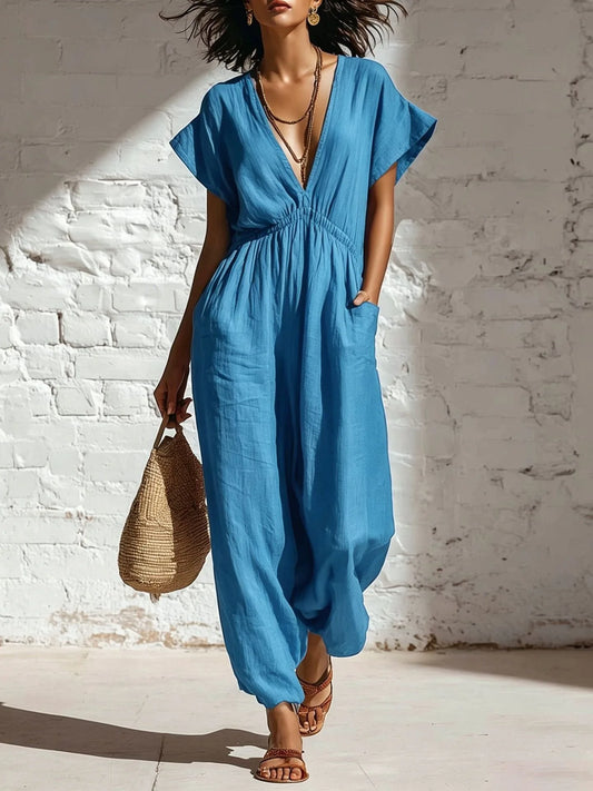 Marrakech Breeze V-Neck Harem Jumpsuit