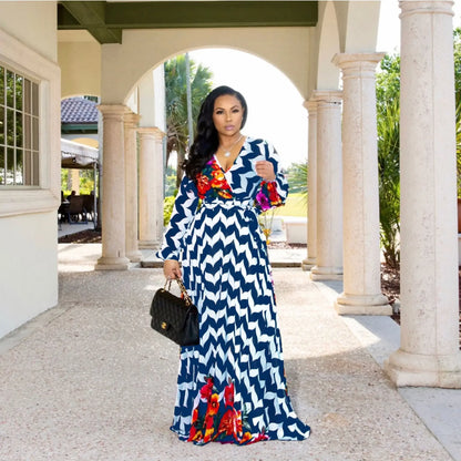 Women's Printed Wrap Maxi Dress