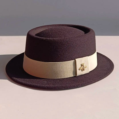 Bee Accent Pork Pie Fedora Hat
