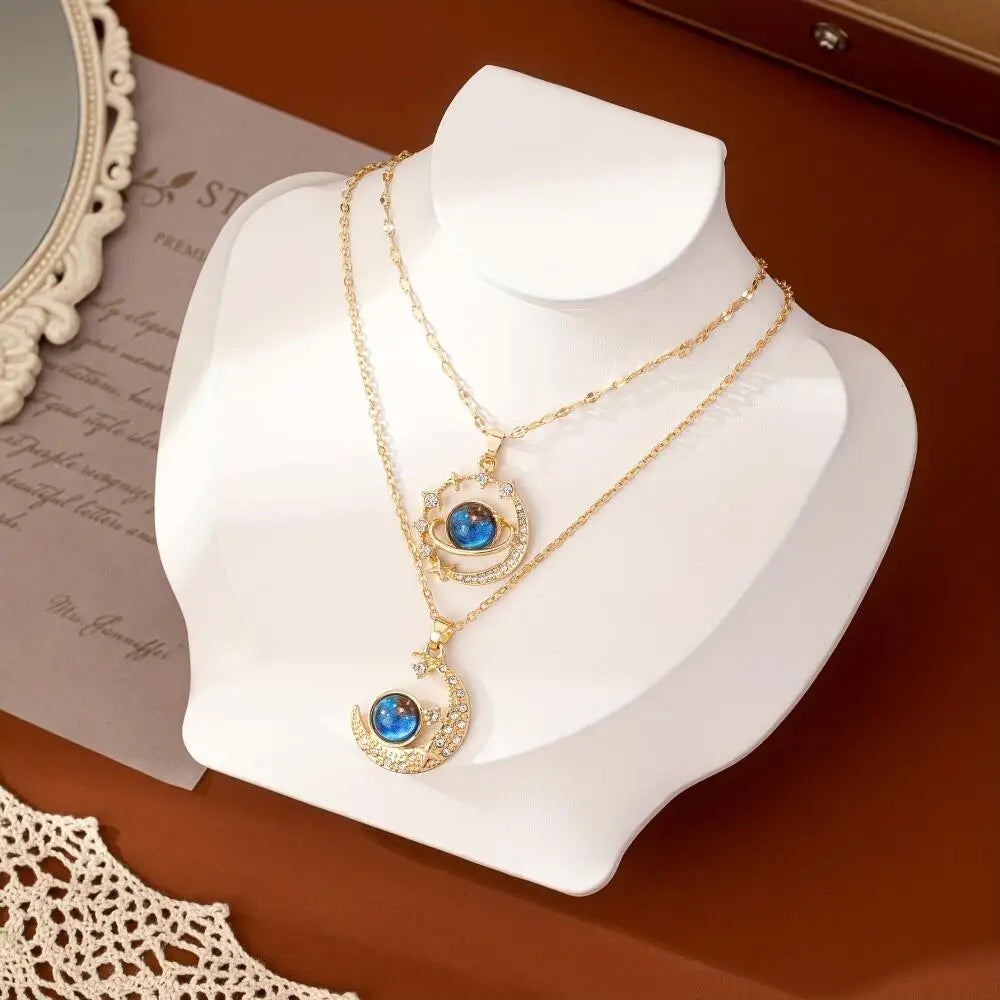 Celestial Zircon Moon Necklace